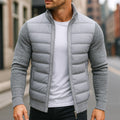 Logan | Men's Quilted Padded Jacket, Structured Everyday Jacket | My Sweet Wardrobe | Light Grey