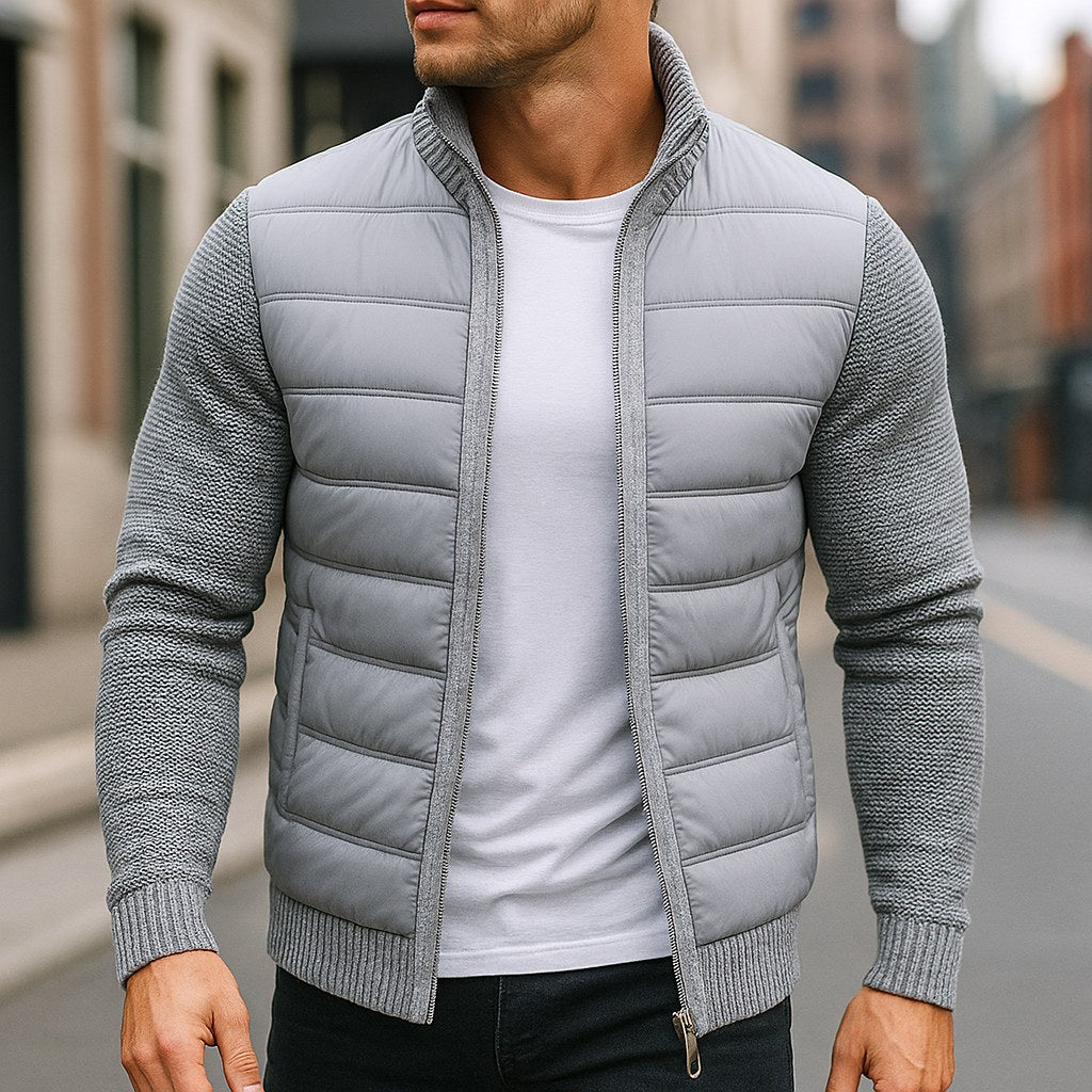 Logan | Men's Quilted Padded Jacket, Structured Everyday Jacket | My Sweet Wardrobe | Light Grey