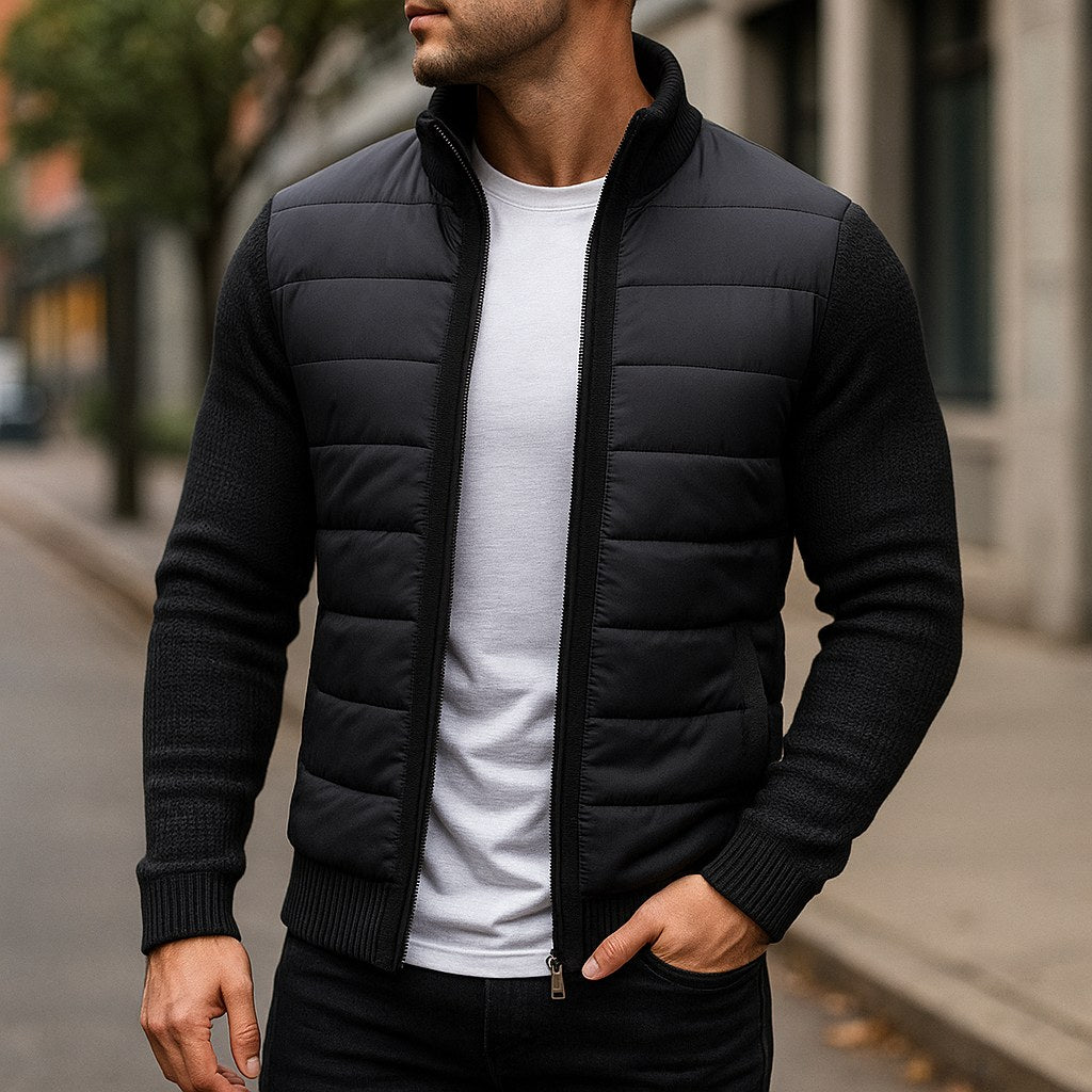 Logan | Men's Quilted Padded Jacket, Structured Everyday Jacket | My Sweet Wardrobe | Black