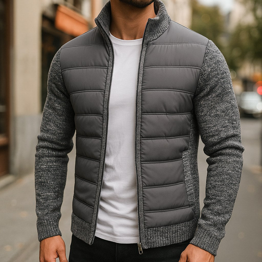 Logan | Men's Quilted Padded Jacket, Structured Everyday Jacket | My Sweet Wardrobe | Dark Grey