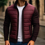 Logan | Men's Quilted Padded Jacket, Structured Everyday Jacket | My Sweet Wardrobe | Burgundy