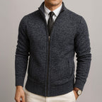 Logan | Men's Zip-Front Cardigan, Long Sleeve Knit Jumper | Dressific | Beige