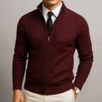 Logan | Men's Zip-Front Cardigan, Long Sleeve Knit Jumper | Dressific | Green