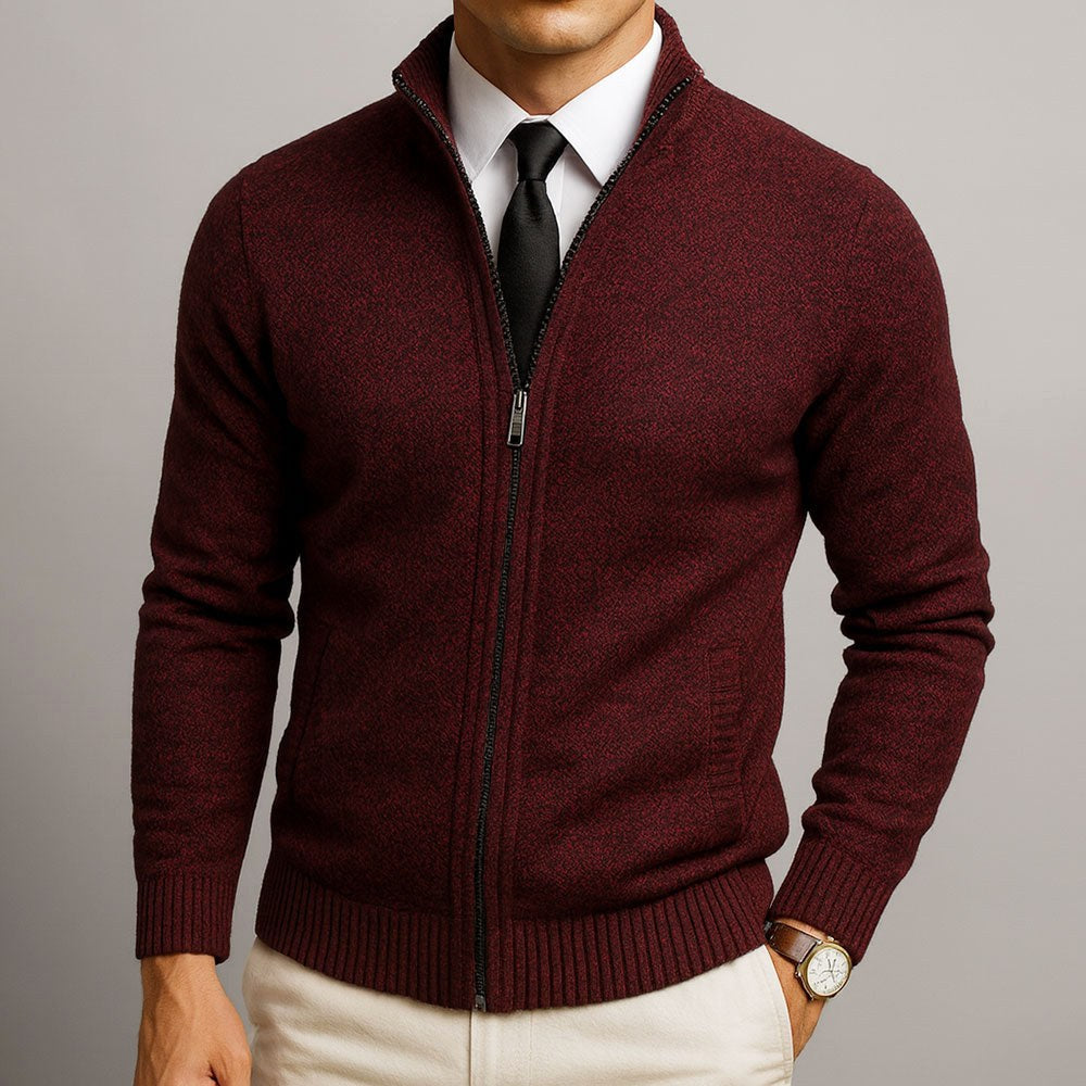 Logan | Men's Zip-Front Cardigan, Long Sleeve Knit Jumper | Dressific | Green