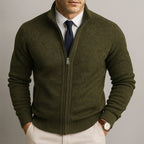 Logan | Men's Zip-Front Cardigan, Long Sleeve Knit Jumper | Dressific