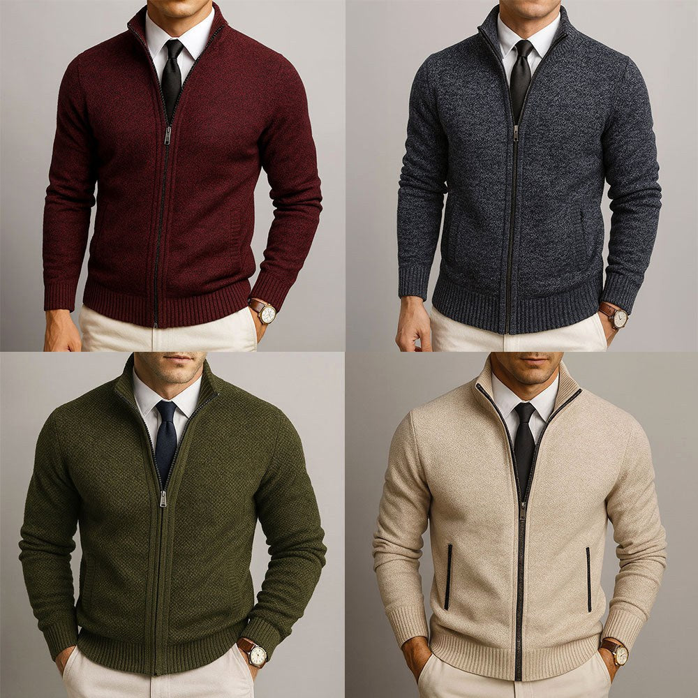 Logan | Men's Zip-Front Cardigan, Long Sleeve Knit Jumper | Dressific
