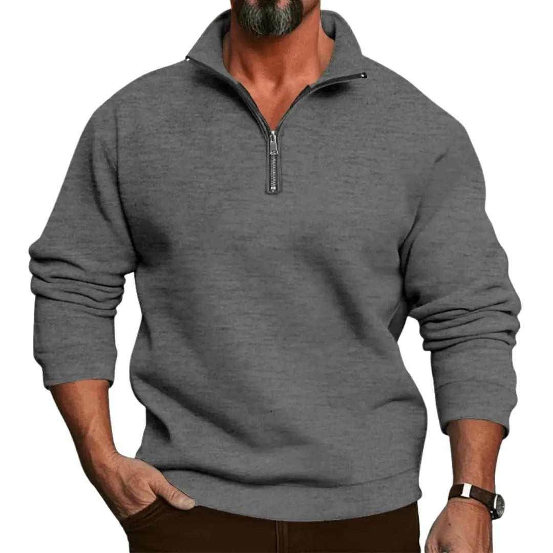 Lorenz | Men's Jumper with Zip, Lightweight Knit Jumper | My Sweet Wardrobe | Black