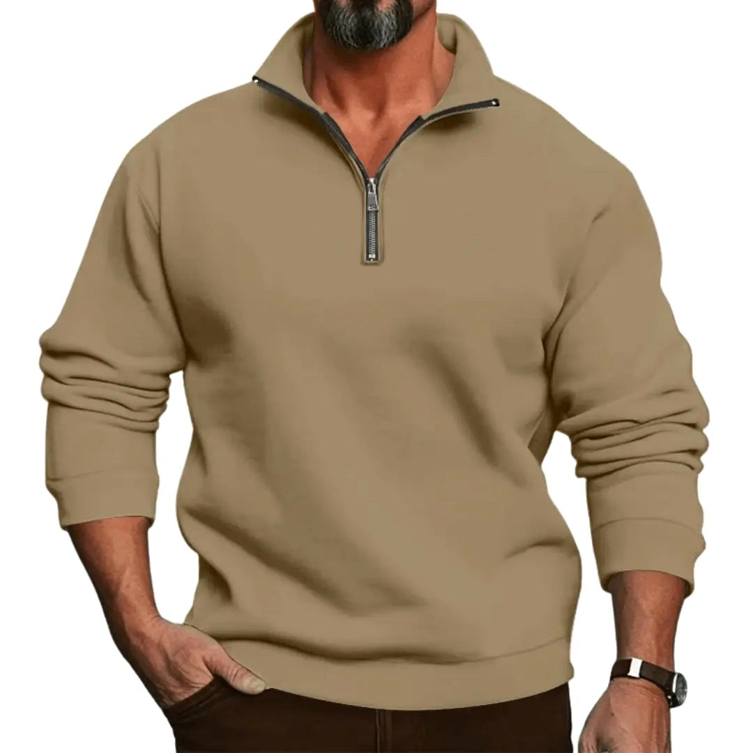 Lorenz | Men's Jumper with Zip, Lightweight Knit Jumper | My Sweet Wardrobe | Light Grey