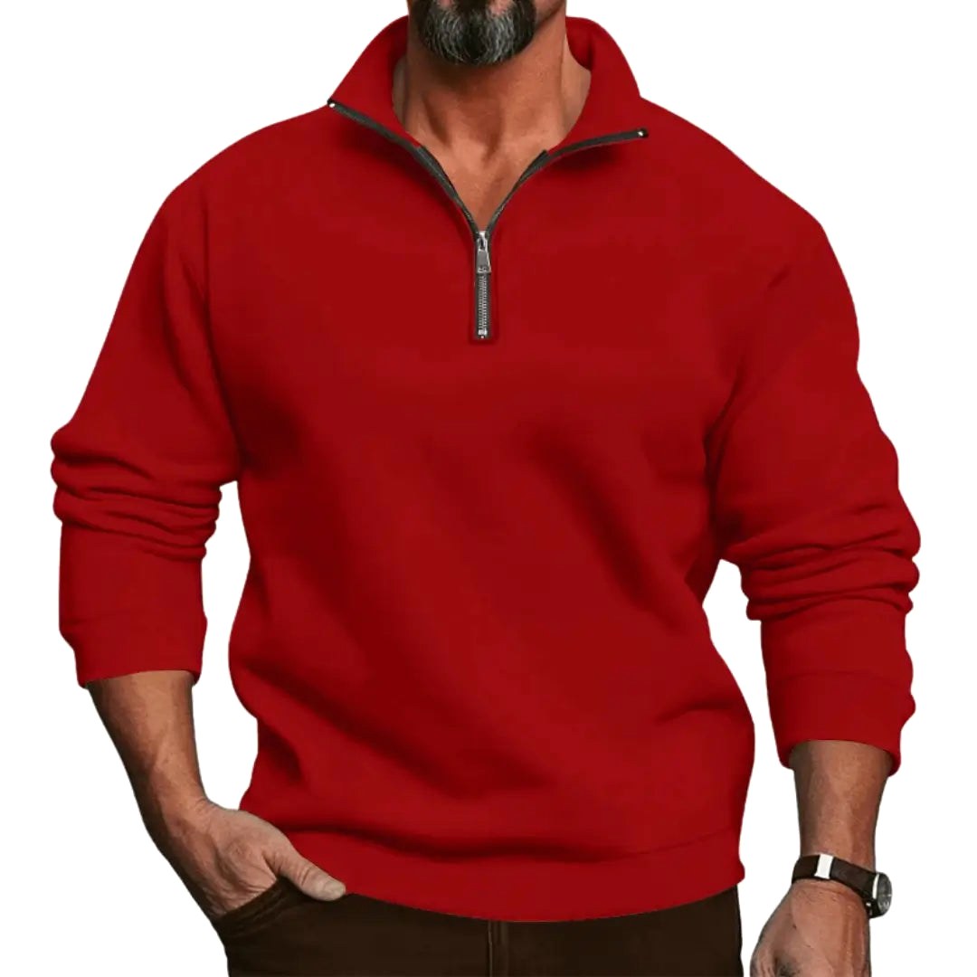 Lorenz | Men's Jumper with Zip, Lightweight Knit Jumper | My Sweet Wardrobe | Light Grey