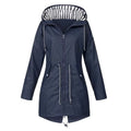 Lorraine | Women's Hooded Lightweight Raincoat, Water-Resistant Windproof Coat | My Sweet Wardrobe | Navy Blue