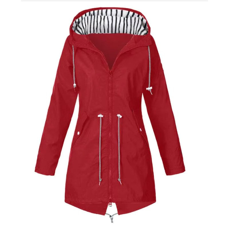 Lorraine | Women's Hooded Lightweight Raincoat, Water-Resistant Windproof Coat | My Sweet Wardrobe