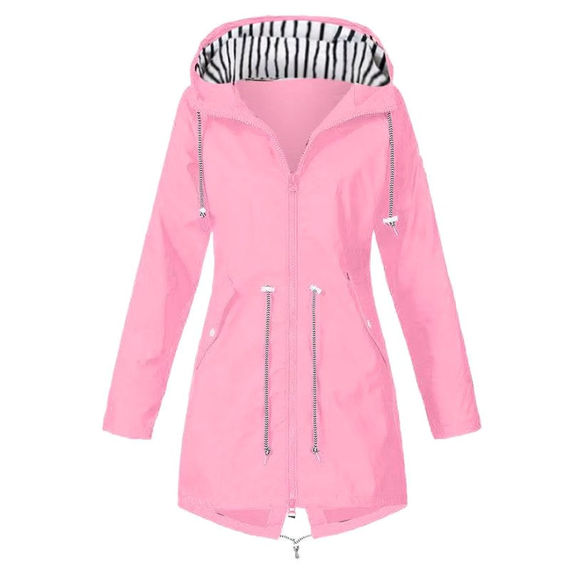 Lorraine | Women's Hooded Lightweight Raincoat, Water-Resistant Windproof Coat | My Sweet Wardrobe