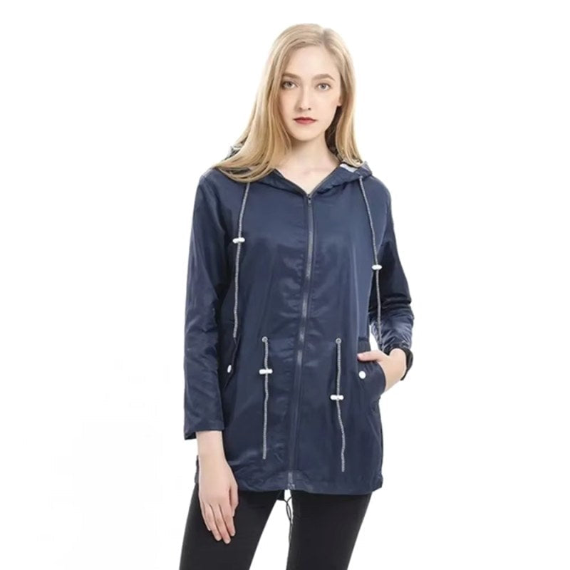 Lorraine | Women's Hooded Lightweight Raincoat, Water-Resistant Windproof Coat | My Sweet Wardrobe | Yellow