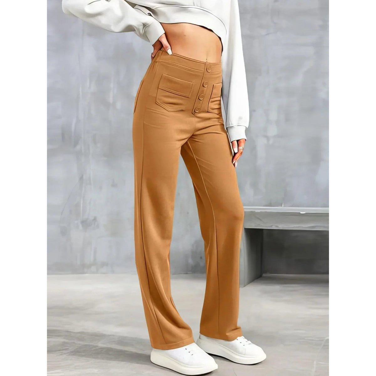 Lottie | Women's High-Waist Stretch Trousers, Comfortable Everyday Trousers | My Sweet Wardrobe