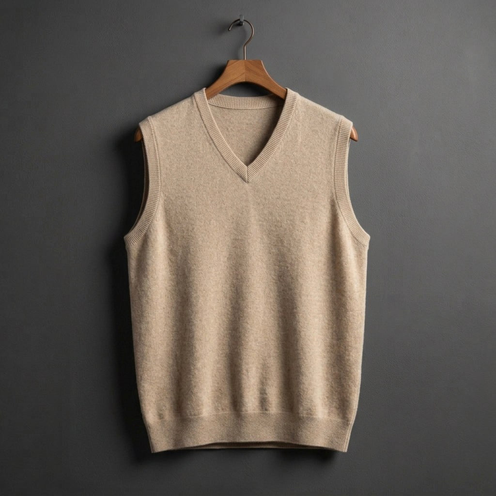 Louis | Men's Cashmere-Blend V-Neck Vest, Layering Jumper | My Sweet Wardrobe