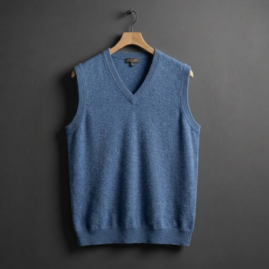 Louis | Men's Cashmere-Blend V-Neck Vest, Layering Jumper | My Sweet Wardrobe