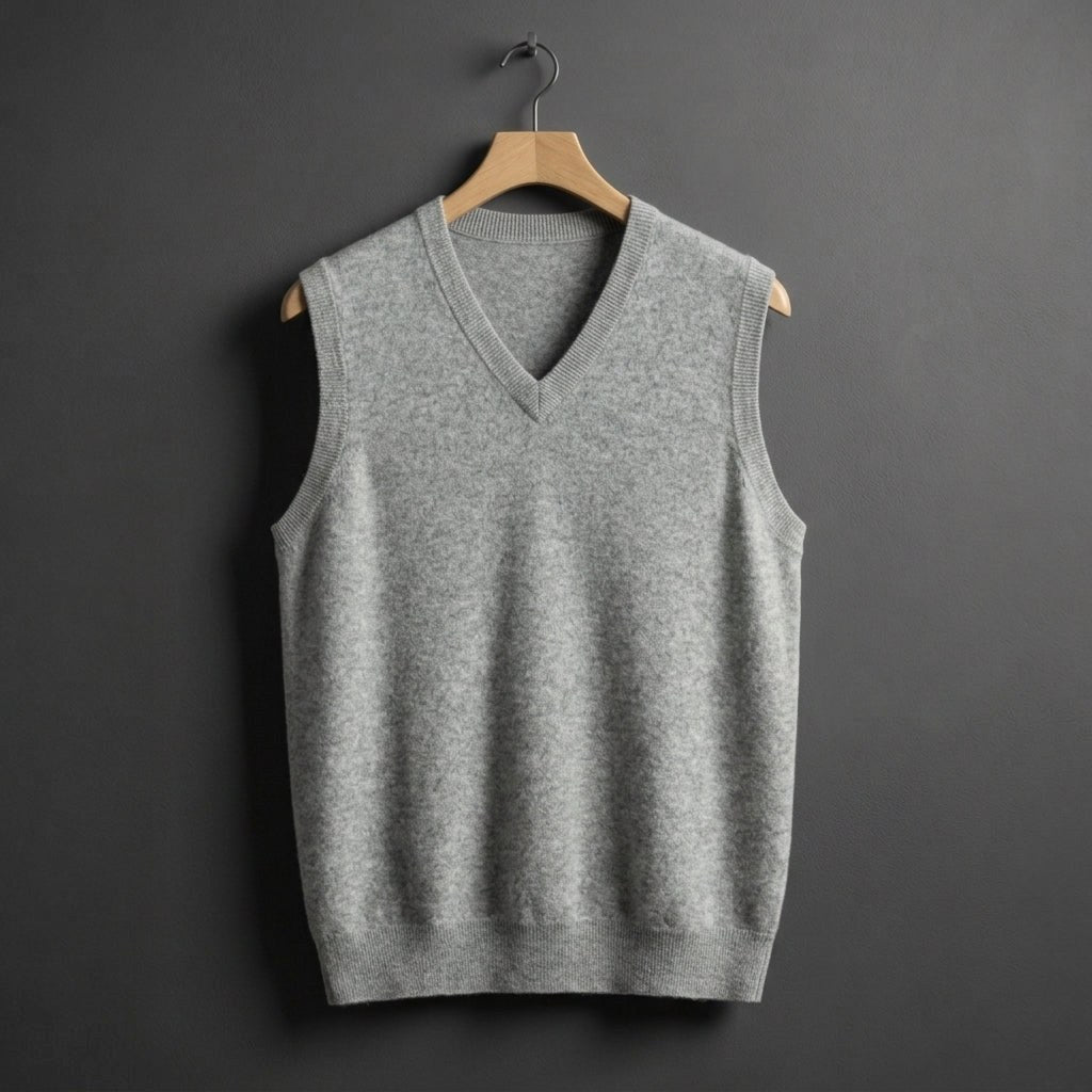 Louis | Men's Cashmere-Blend V-Neck Vest, Layering Jumper | My Sweet Wardrobe