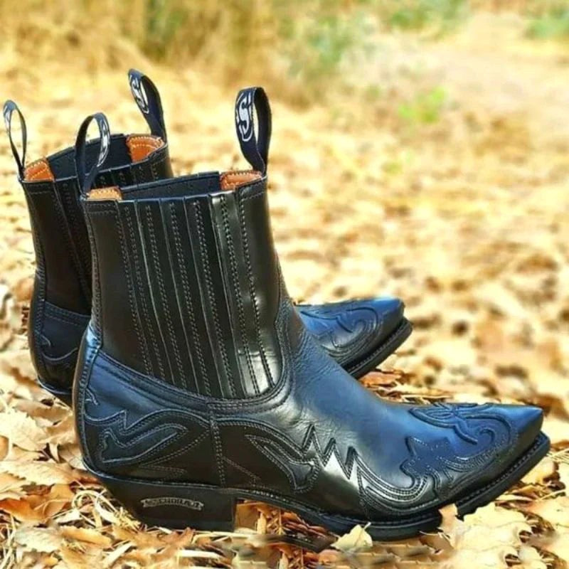 Lucas | Men's Vintage Cowboy Boots with Stitching, Western Boots | My Sweet Wardrobe