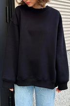 Lucienne | Women's Oversized Round-Neck Sweatshirt, Relaxed Fit Jumper | My Sweet Wardrobe | Green