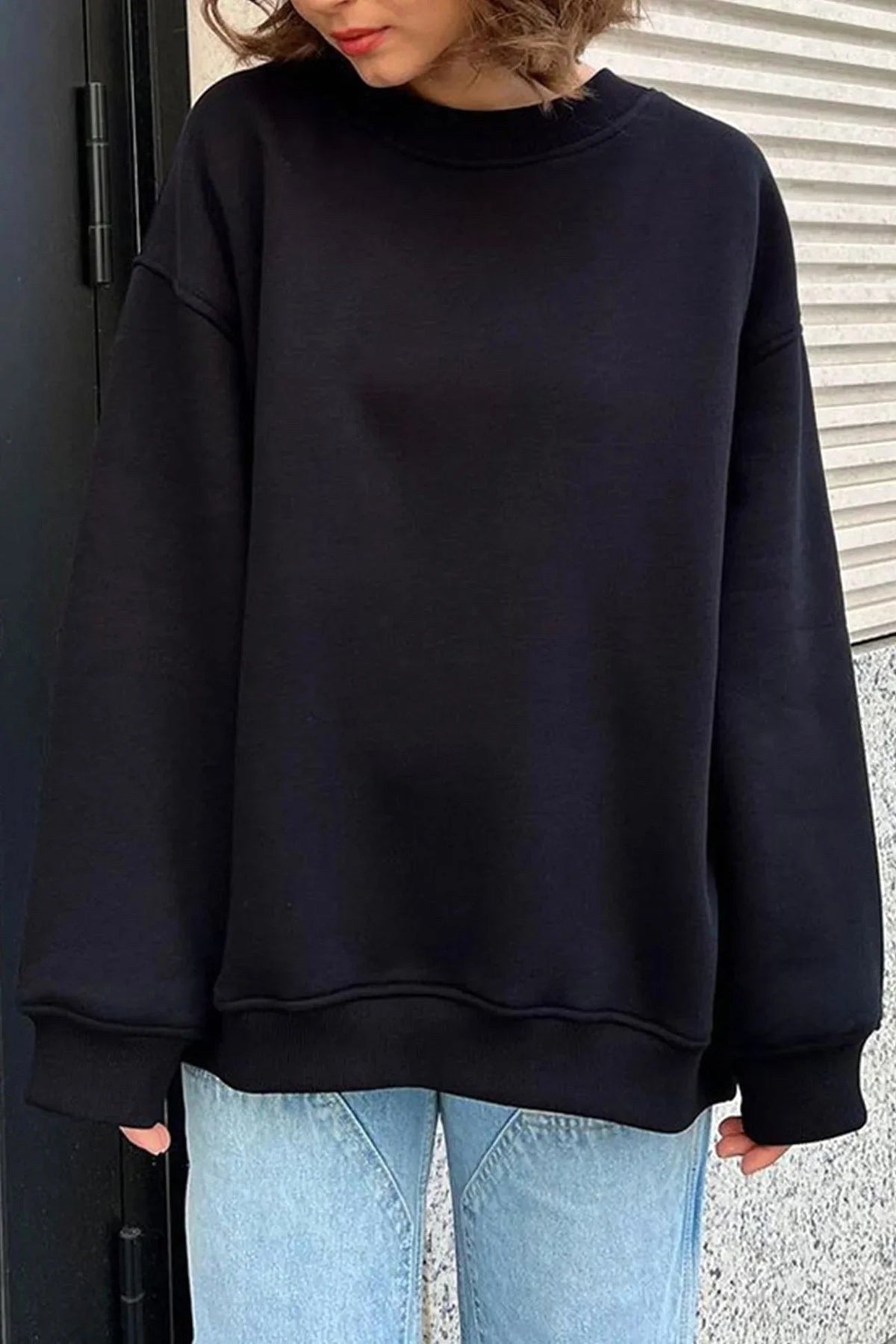 Lucienne | Women's Oversized Round-Neck Sweatshirt, Relaxed Fit Jumper | My Sweet Wardrobe | Green