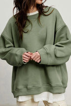 Lucienne | Women's Oversized Round-Neck Sweatshirt, Relaxed Fit Jumper | My Sweet Wardrobe | Light Grey