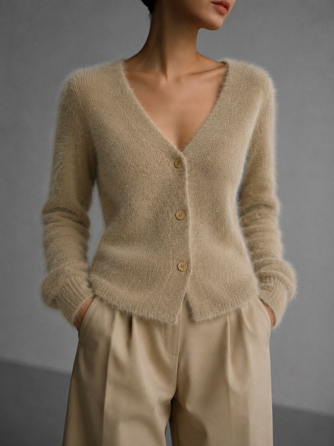 Lucile | Women's Oversized Button-Up Cardigan, Relaxed Knit Cardigan | My Sweet Wardrobe | Grey