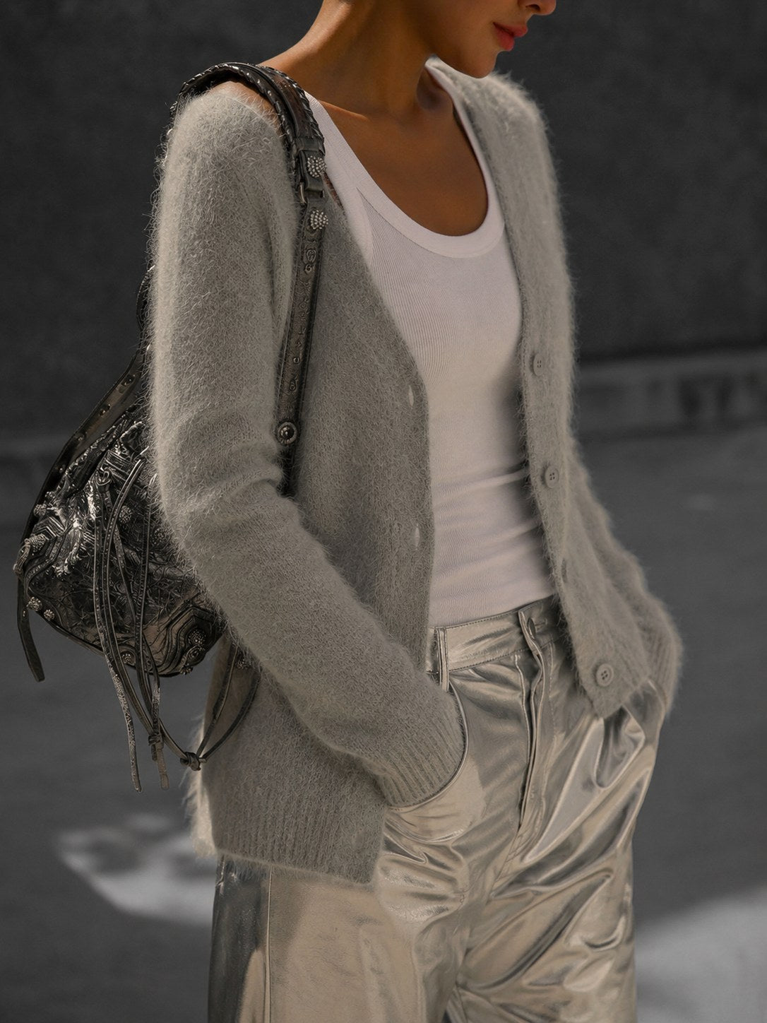 Lucile | Women's Oversized Button-Up Cardigan, Relaxed Knit Cardigan | My Sweet Wardrobe | White