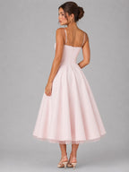 Lucy | Women's Corset Midi Dress with Full Skirt, Sweetheart Neckline Occasion Dress | My Sweet Wardrobe | Light Blue
