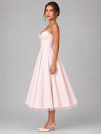 Lucy | Women's Corset Midi Dress with Full Skirt, Sweetheart Neckline Occasion Dress | My Sweet Wardrobe | Yellow