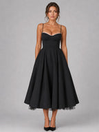 Lucy | Women's Corset Midi Dress with Full Skirt, Sweetheart Neckline Occasion Dress | My Sweet Wardrobe