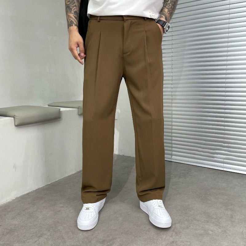 Ludwig | Men's Straight Leg Trousers with Front Pleats, Elegant Wide-Leg Trousers | My Sweet Wardrobe | Black