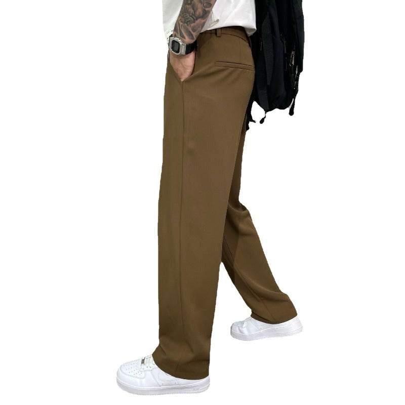 Ludwig | Men's Straight Leg Trousers with Front Pleats, Elegant Wide-Leg Trousers | My Sweet Wardrobe | Black