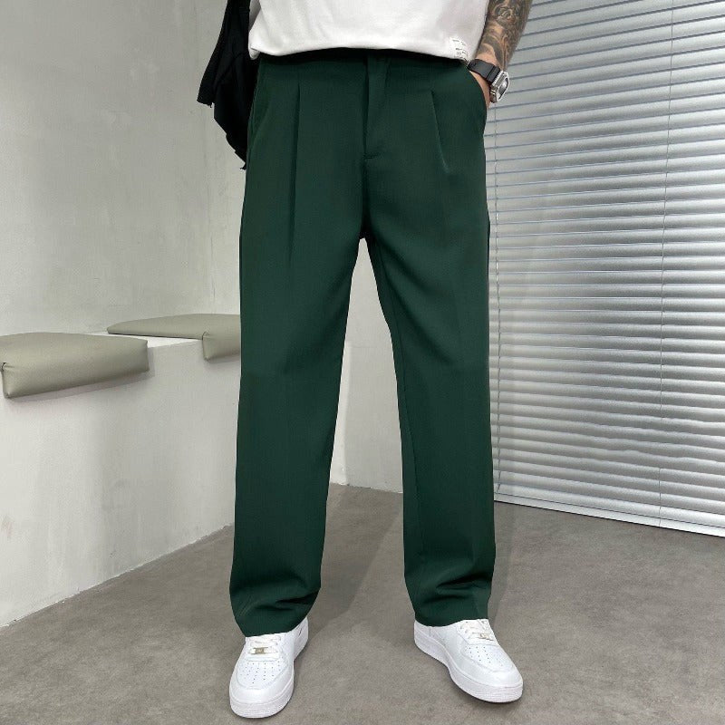 Ludwig | Men's Straight Leg Trousers with Front Pleats, Elegant Wide-Leg Trousers | My Sweet Wardrobe | Black