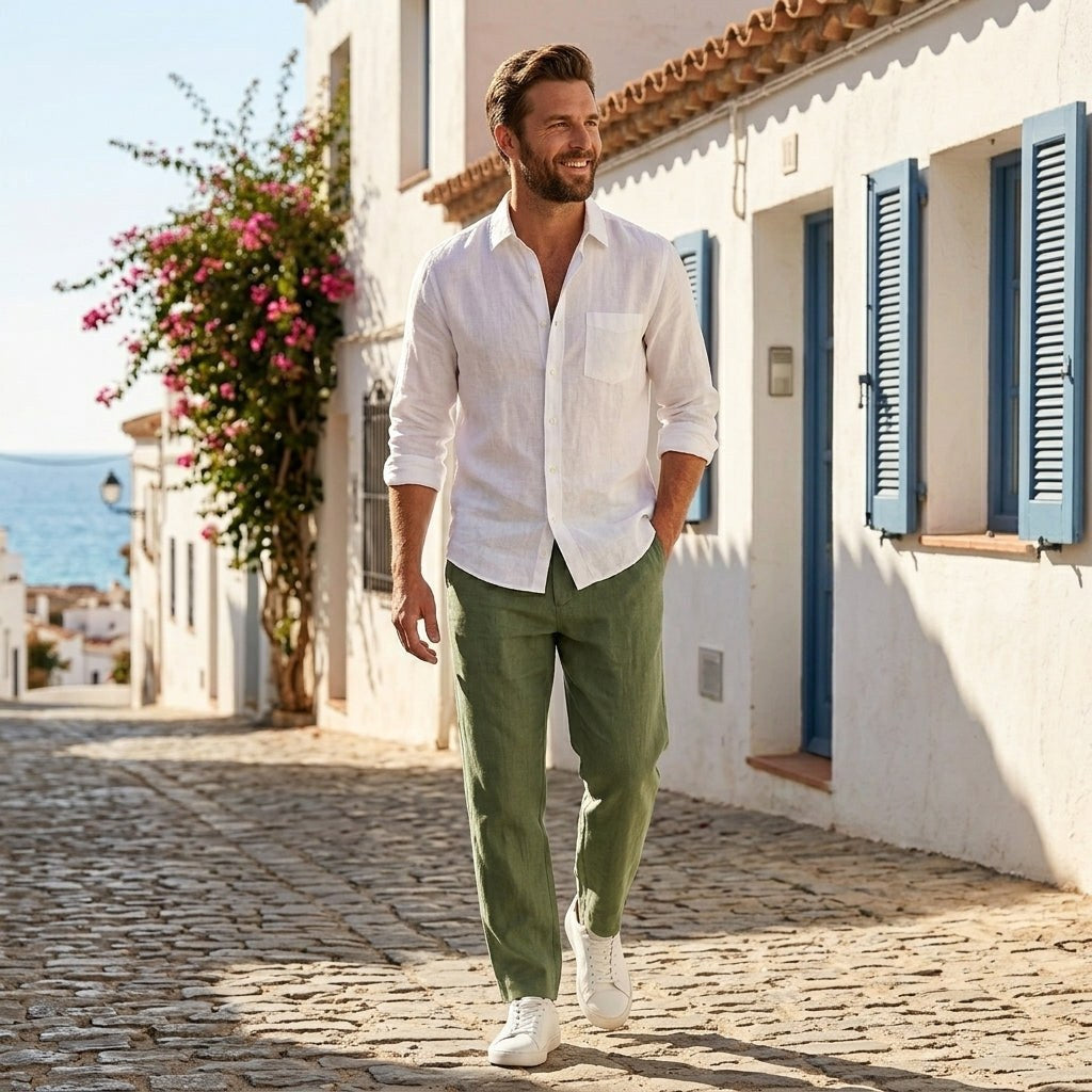 Lucas | Men's Linen Trousers, Loose Fit with Drawstring, Summer Trousers | My Sweet Wardrobe