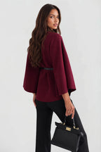 Delphine | Women's Oversized Wool Winter Coat, Cape Sleeve Jacket | My Sweet Wardrobe | Black