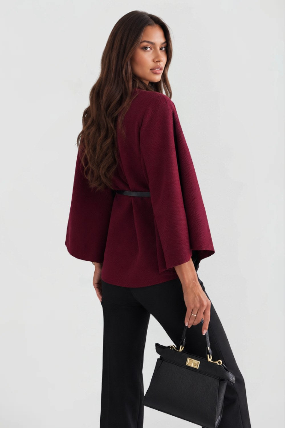 Delphine | Women's Oversized Wool Winter Coat, Cape Sleeve Jacket | My Sweet Wardrobe | Black