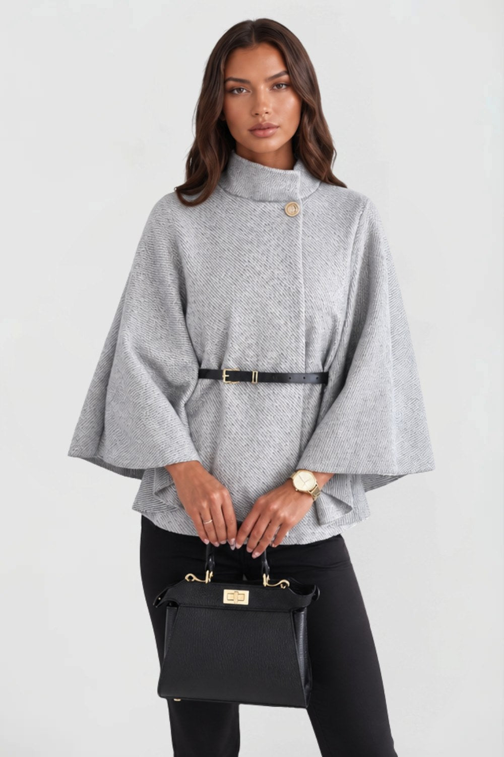 Delphine | Women's Oversized Wool Winter Coat, Cape Sleeve Jacket | My Sweet Wardrobe | Creamy White