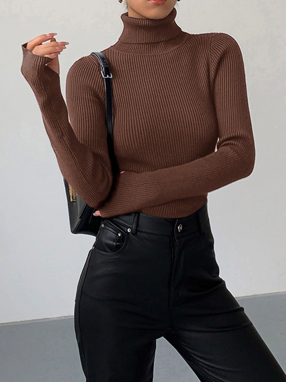 Madeleine | Women's Ribbed Turtleneck Jumper, Textured Knit Sweater | My Sweet Wardrobe