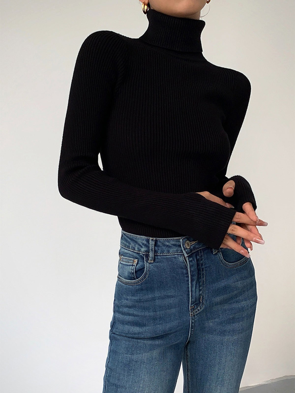 Madeleine | Women's Ribbed Turtleneck Jumper, Textured Knit Sweater | My Sweet Wardrobe