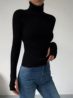 Madeleine | Women's Ribbed Turtleneck Jumper, Textured Knit Sweater | My Sweet Wardrobe