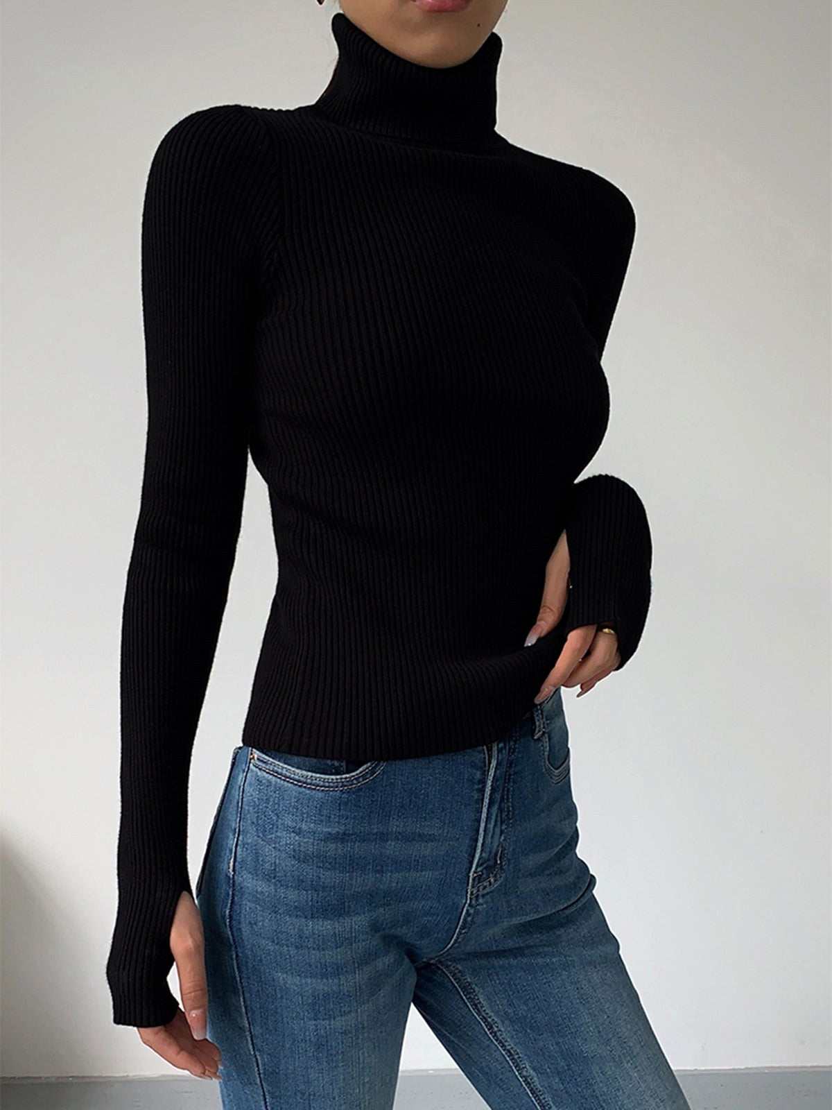 Madeleine | Women's Ribbed Turtleneck Jumper, Textured Knit Sweater | My Sweet Wardrobe