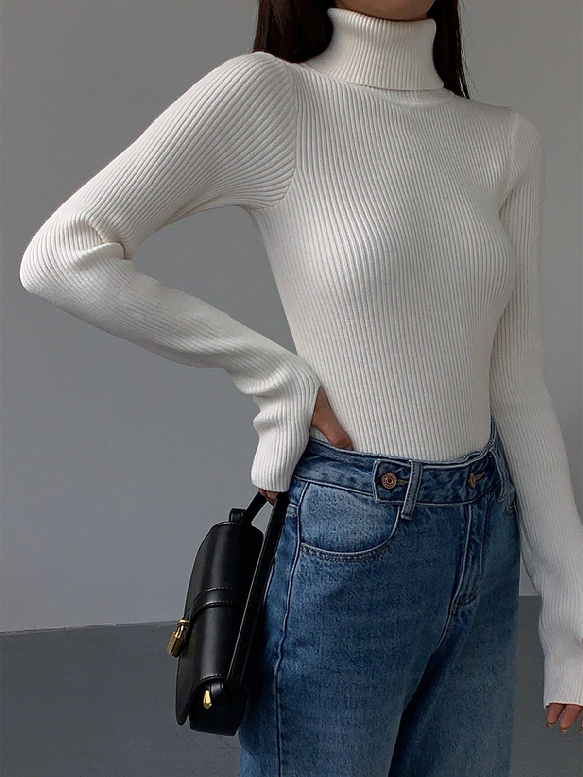 Madeleine | Women's Ribbed Turtleneck Jumper, Textured Knit Sweater | My Sweet Wardrobe