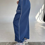 Maelle | Women's Baggy-Fit Sweatpants with Side Stripe, Wide-Leg Lounge Trousers | My Sweet Wardrobe | Pink