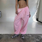 Maelle | Women's Baggy-Fit Sweatpants with Side Stripe, Wide-Leg Lounge Trousers | My Sweet Wardrobe | Grey