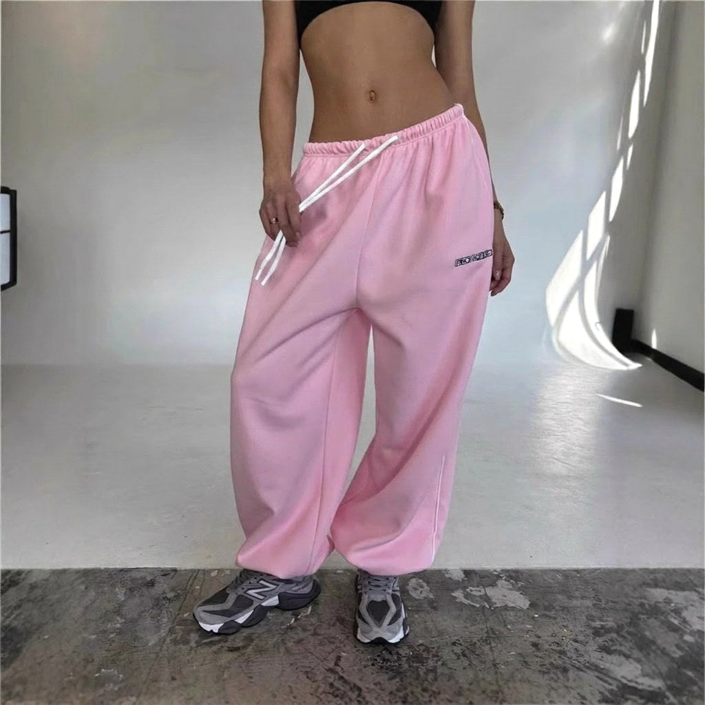 Maelle | Women's Baggy-Fit Sweatpants with Side Stripe, Wide-Leg Lounge Trousers | My Sweet Wardrobe | Grey