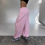 Maelle | Women's Baggy-Fit Sweatpants with Side Stripe, Wide-Leg Lounge Trousers | My Sweet Wardrobe | Black