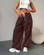 Maelle | Women's Baggy-Fit Sweatpants with Side Stripe, Wide-Leg Lounge Trousers | My Sweet Wardrobe