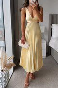 Maeva | Women's Pleated Satin Midi Dress, Flowing Evening Dress | My Sweet Wardrobe