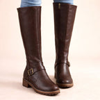 Maisie | Women's Knee-High Leather Boots, Side-Zip Block Heel Riding Boots | My Sweet Wardrobe