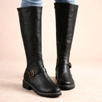 Maisie | Women's Knee-High Leather Boots, Side-Zip Block Heel Riding Boots | My Sweet Wardrobe